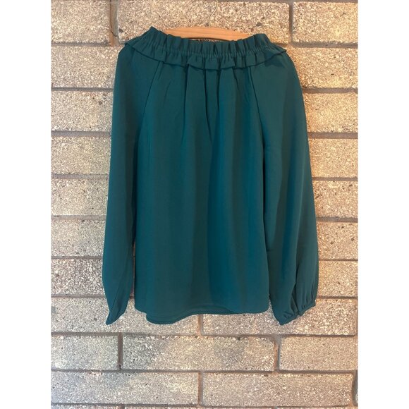 J.Crew Womens Teal Ruffled Collar Long Sleeve Blouse S Lightweight Polyester - Picture 6 of 6